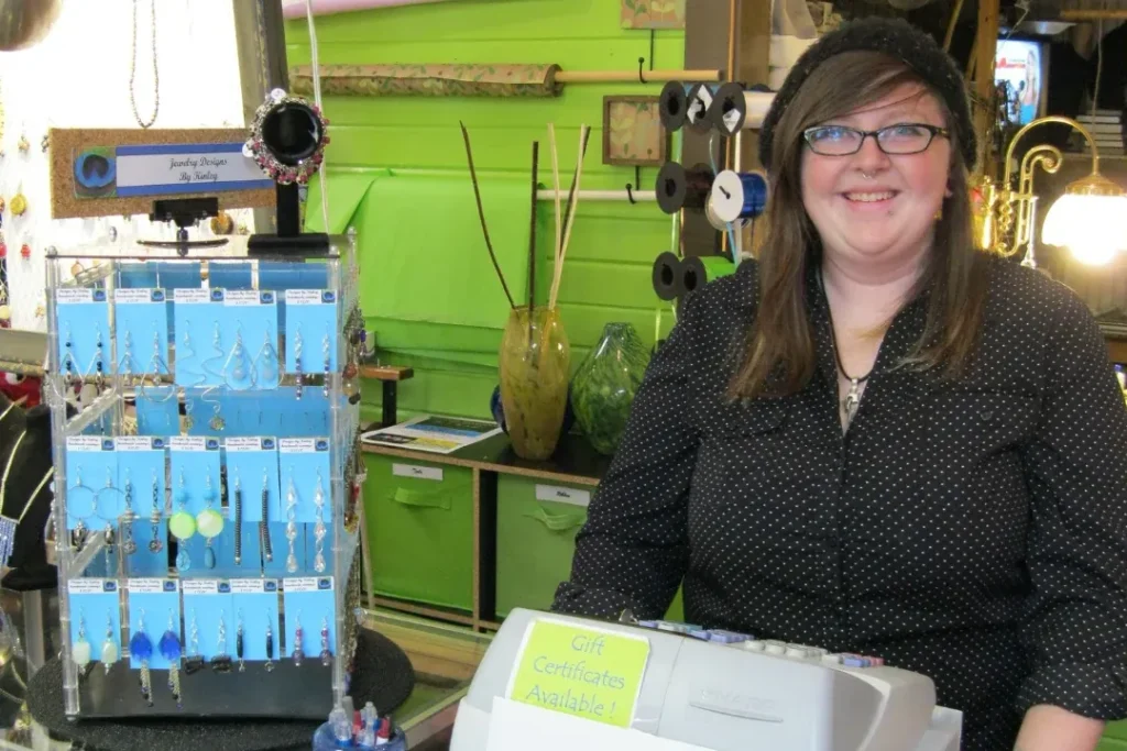 OPTIONS student practicing retail and customer service skills in a work setting